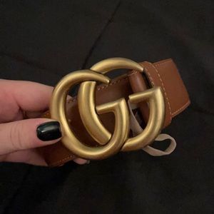 Brown and Gold Gucci Belt